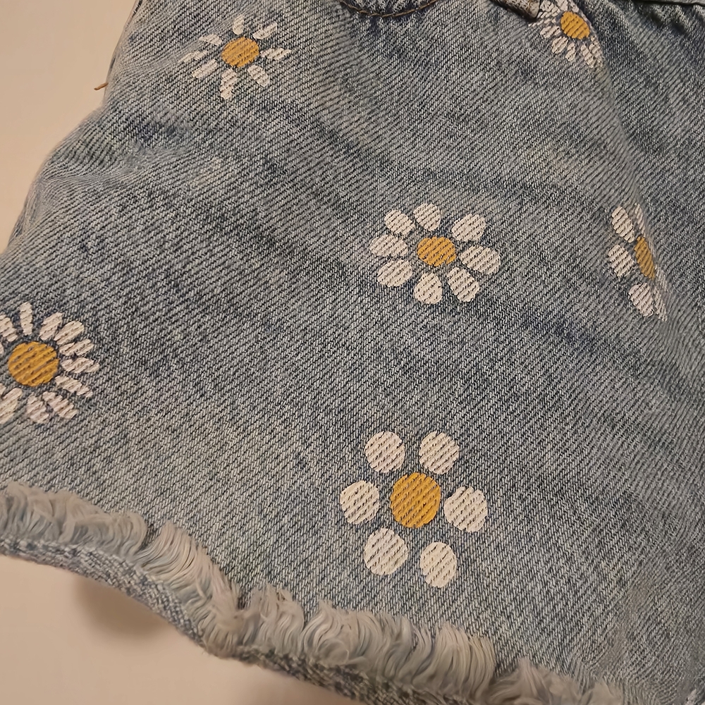 Aeropostale Light Blue Denim Shorts with Daisy and Watermelon Prints - Picture 3 of 6